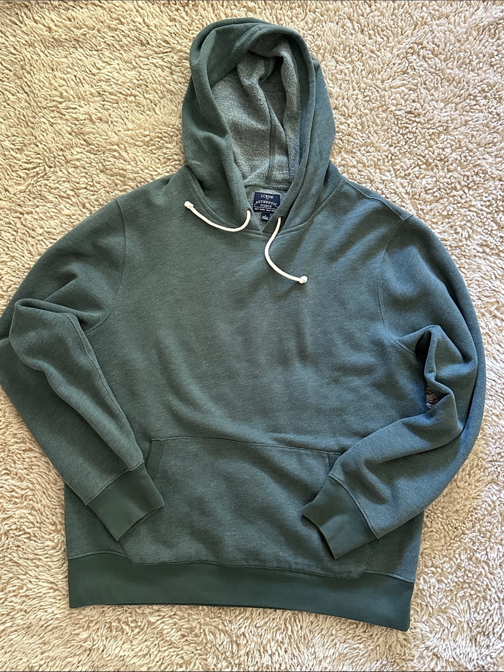 J. Crew Men's Green Hooded Pullover Sweatshirt